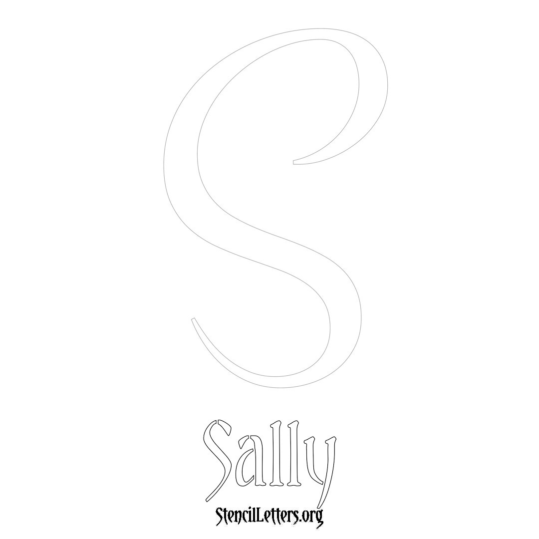 Sally printable name initial stencil in Vintage Brush Lettering