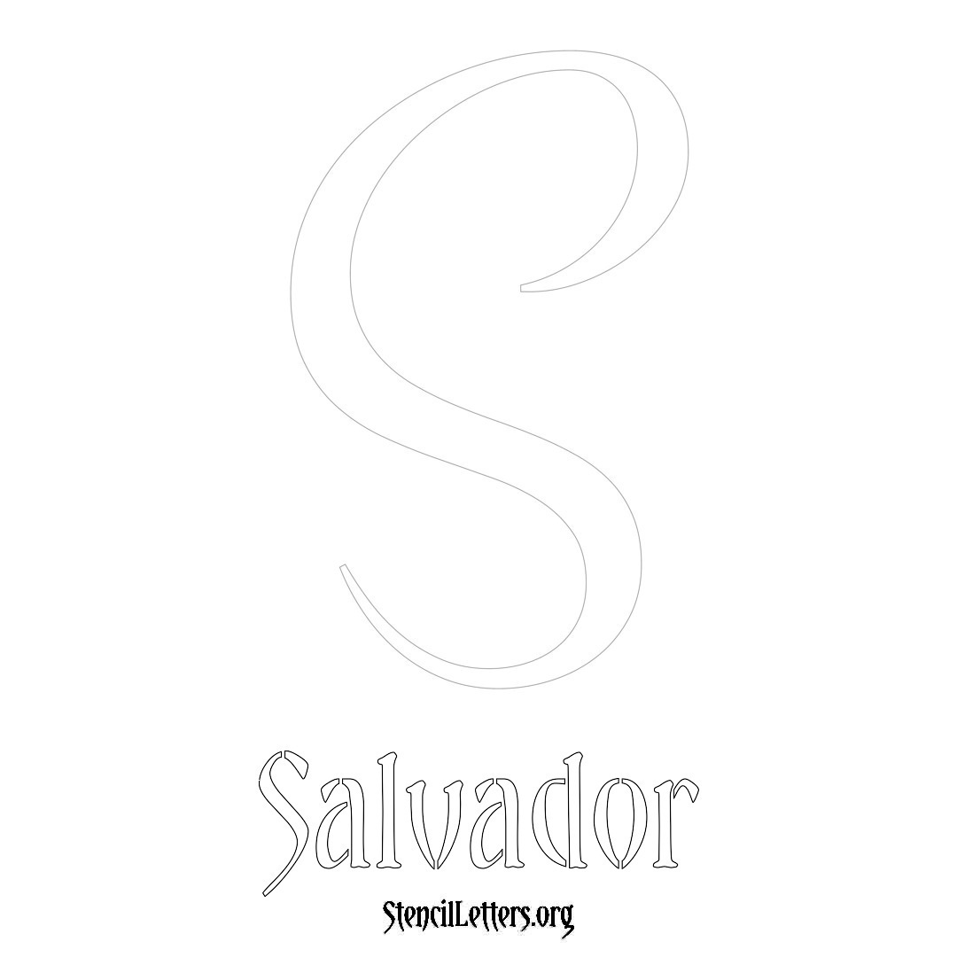 Salvador printable name initial stencil in Vintage Brush Lettering