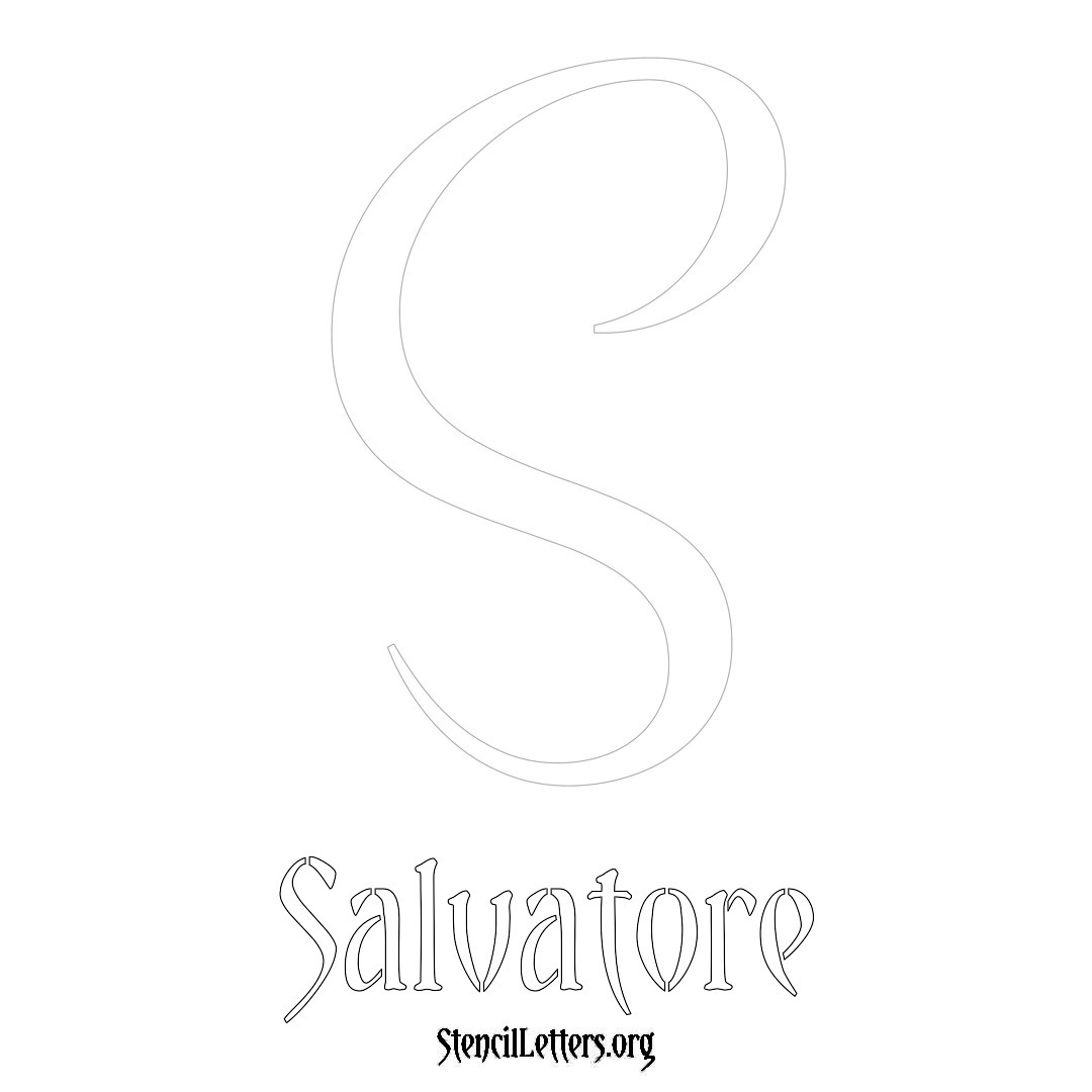 Salvatore printable name initial stencil in Vintage Brush Lettering