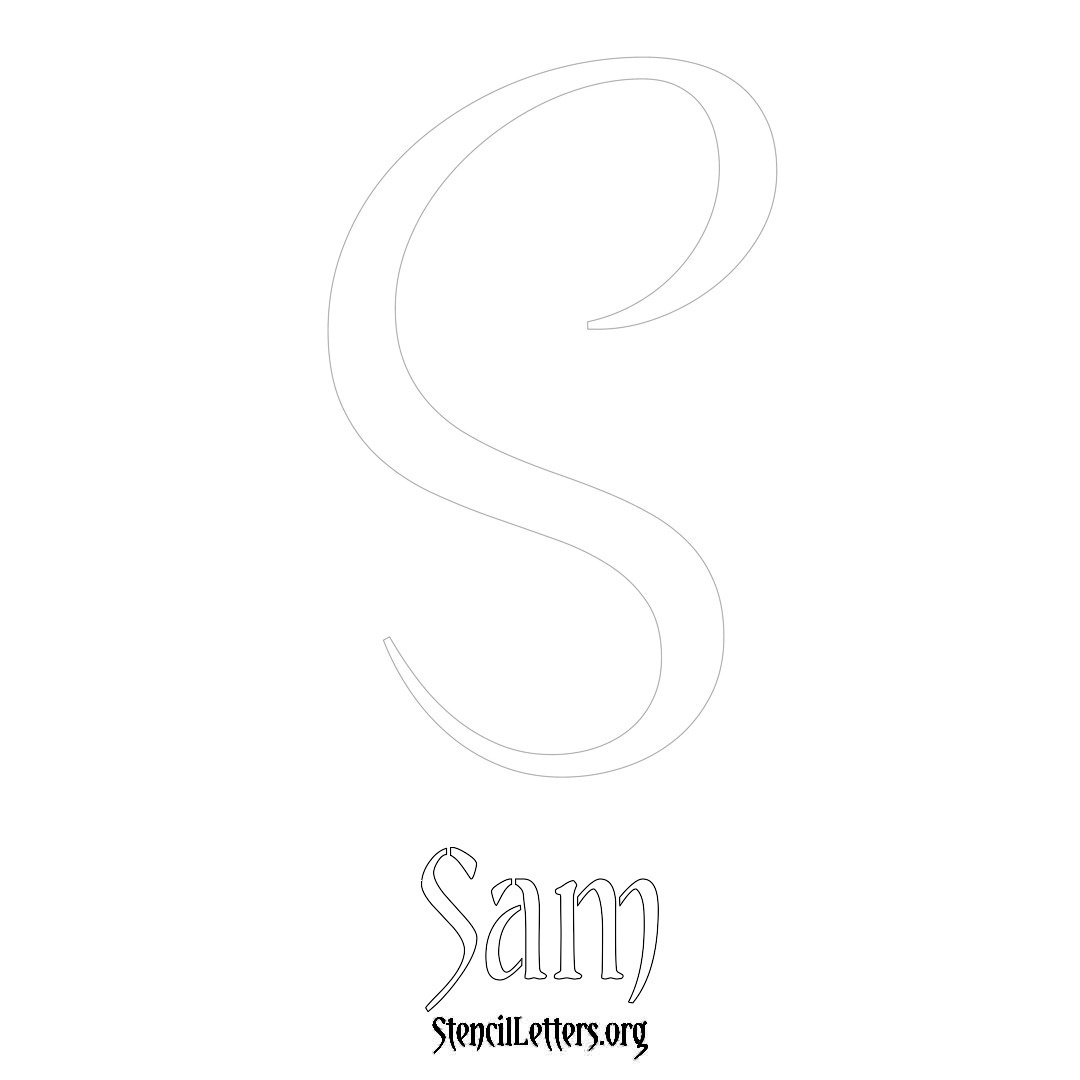 Sam printable name initial stencil in Vintage Brush Lettering