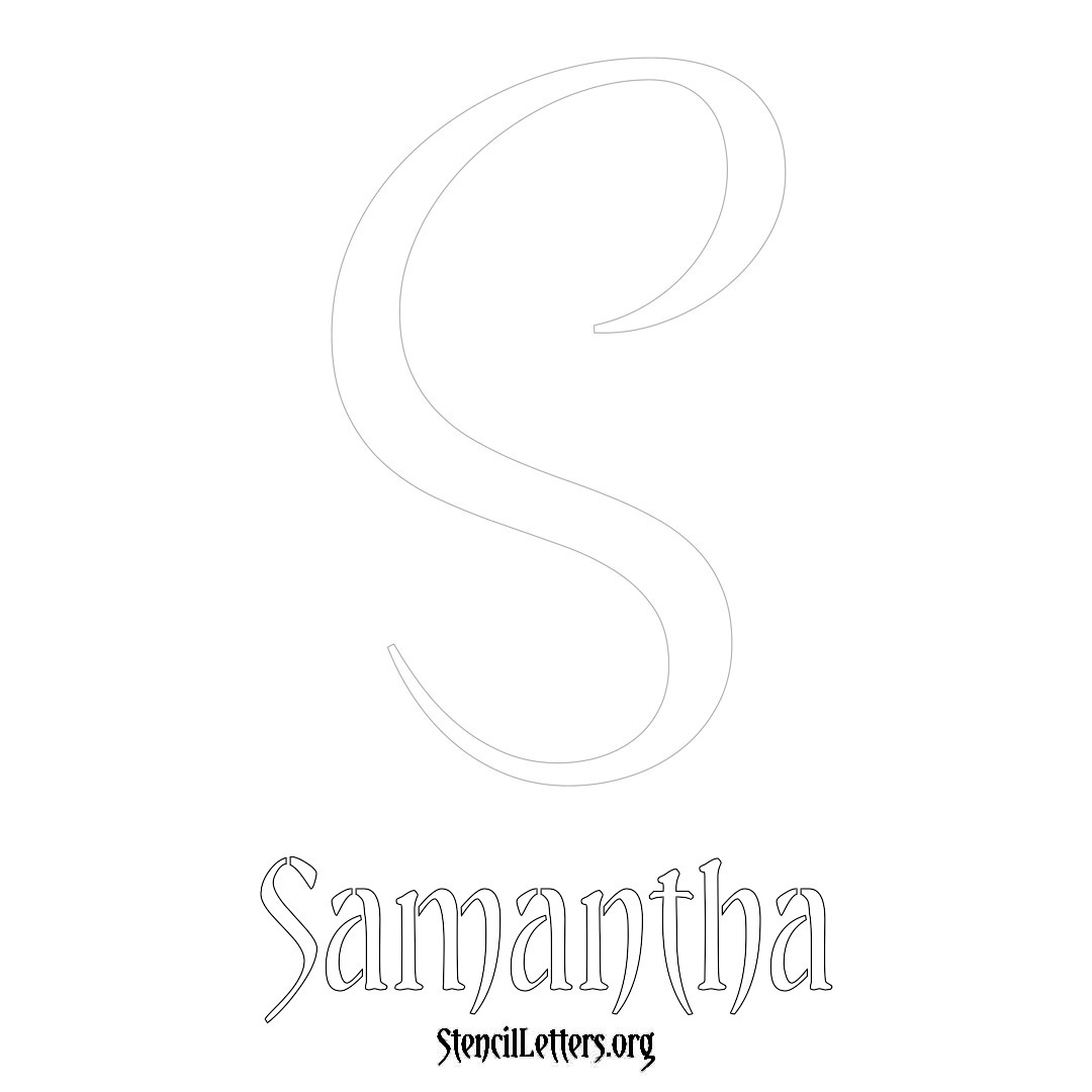 Samantha printable name initial stencil in Vintage Brush Lettering