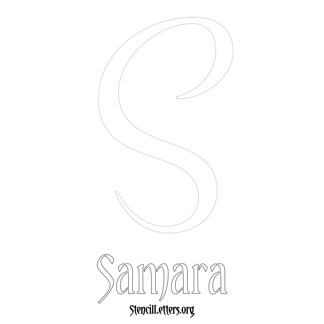 Samara printable name initial stencil in Vintage Brush Lettering