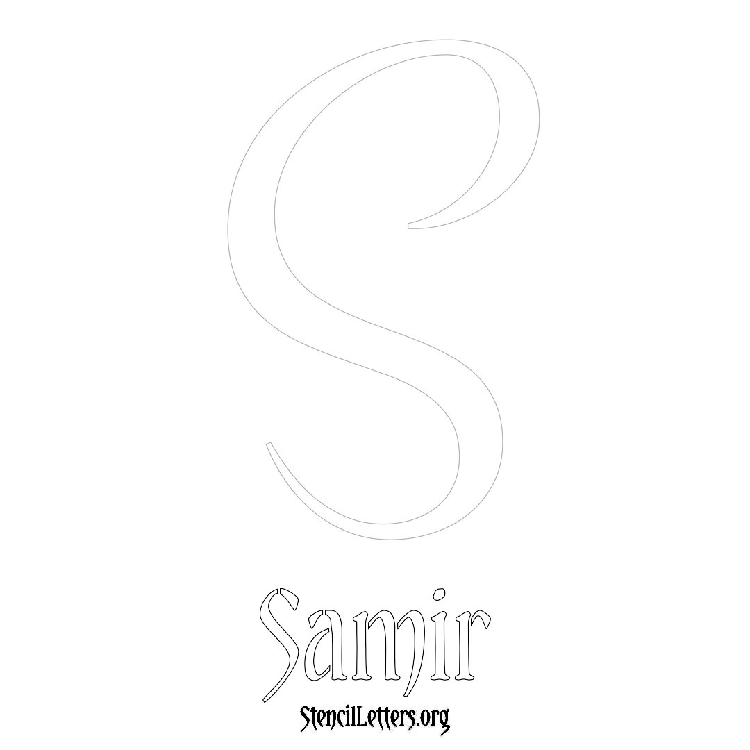 Samir printable name initial stencil in Vintage Brush Lettering