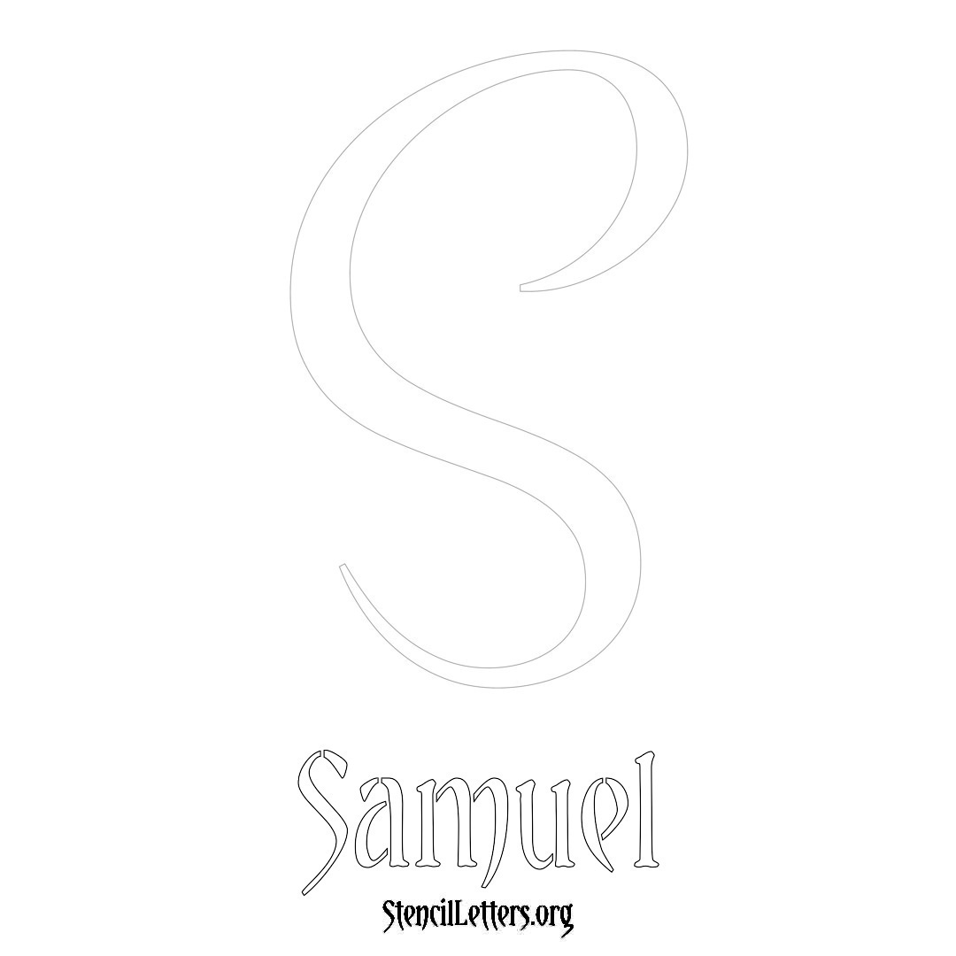 Samuel printable name initial stencil in Vintage Brush Lettering