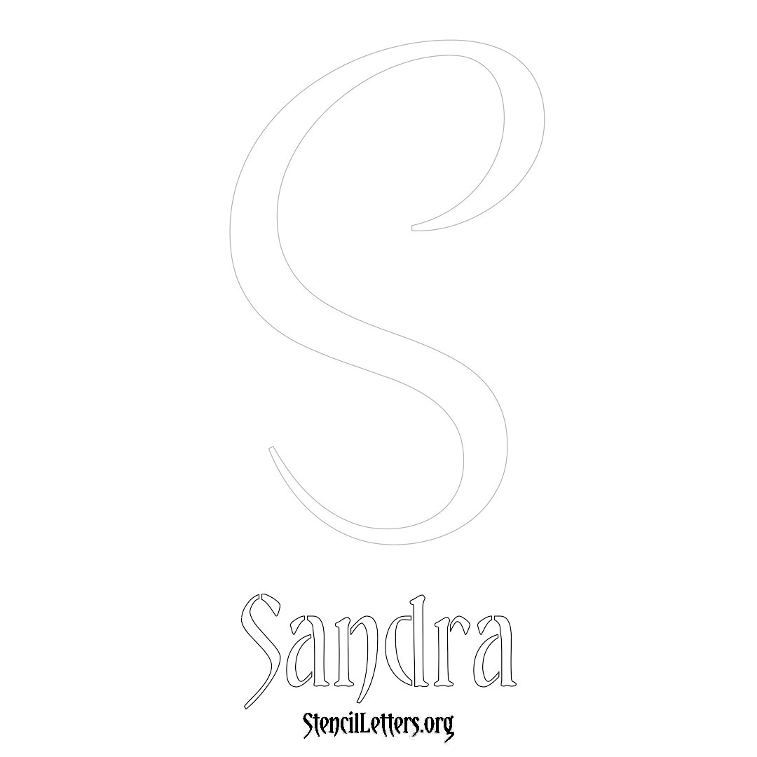 Sandra printable name initial stencil in Vintage Brush Lettering