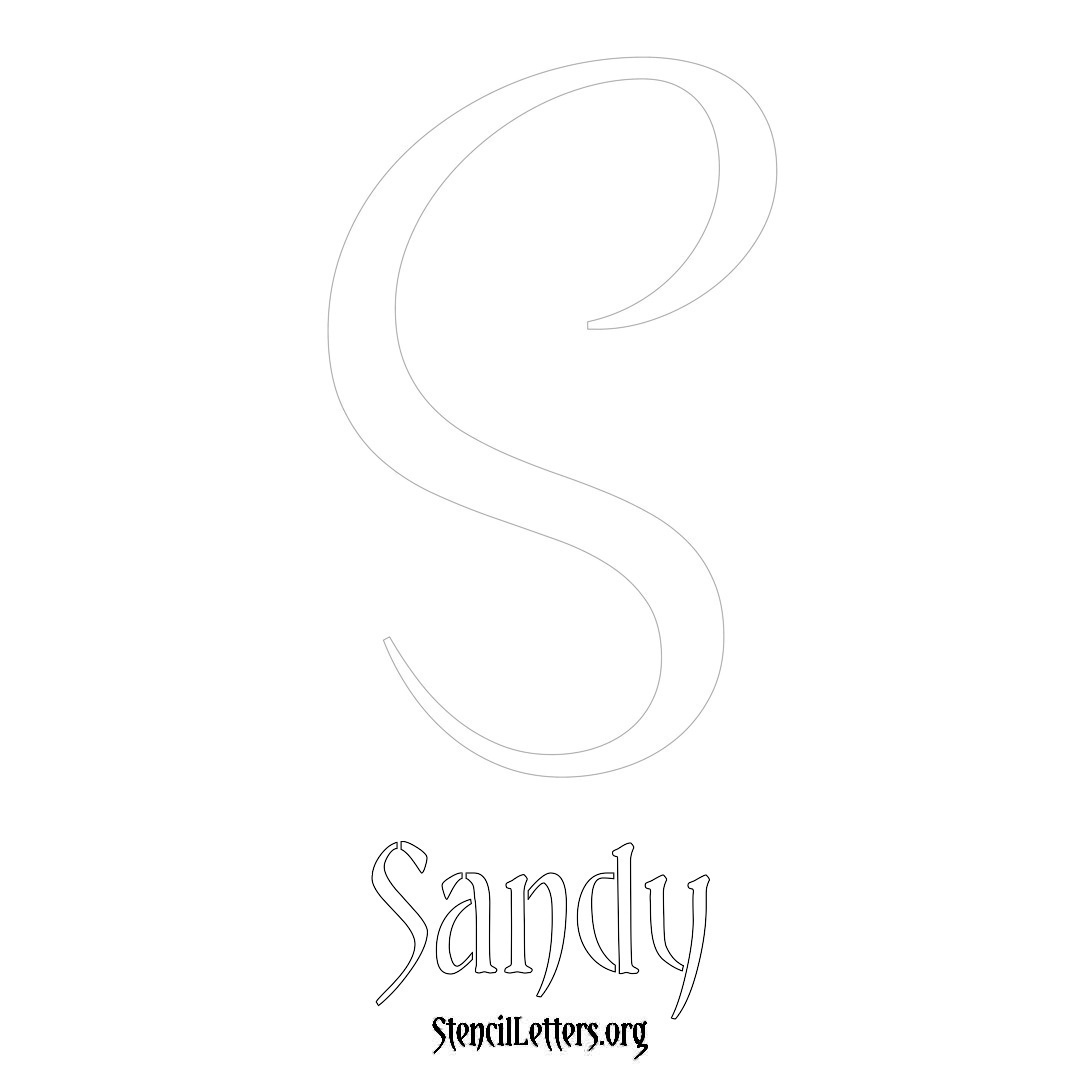 Sandy printable name initial stencil in Vintage Brush Lettering