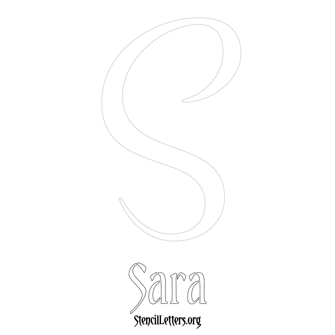 Sara printable name initial stencil in Vintage Brush Lettering
