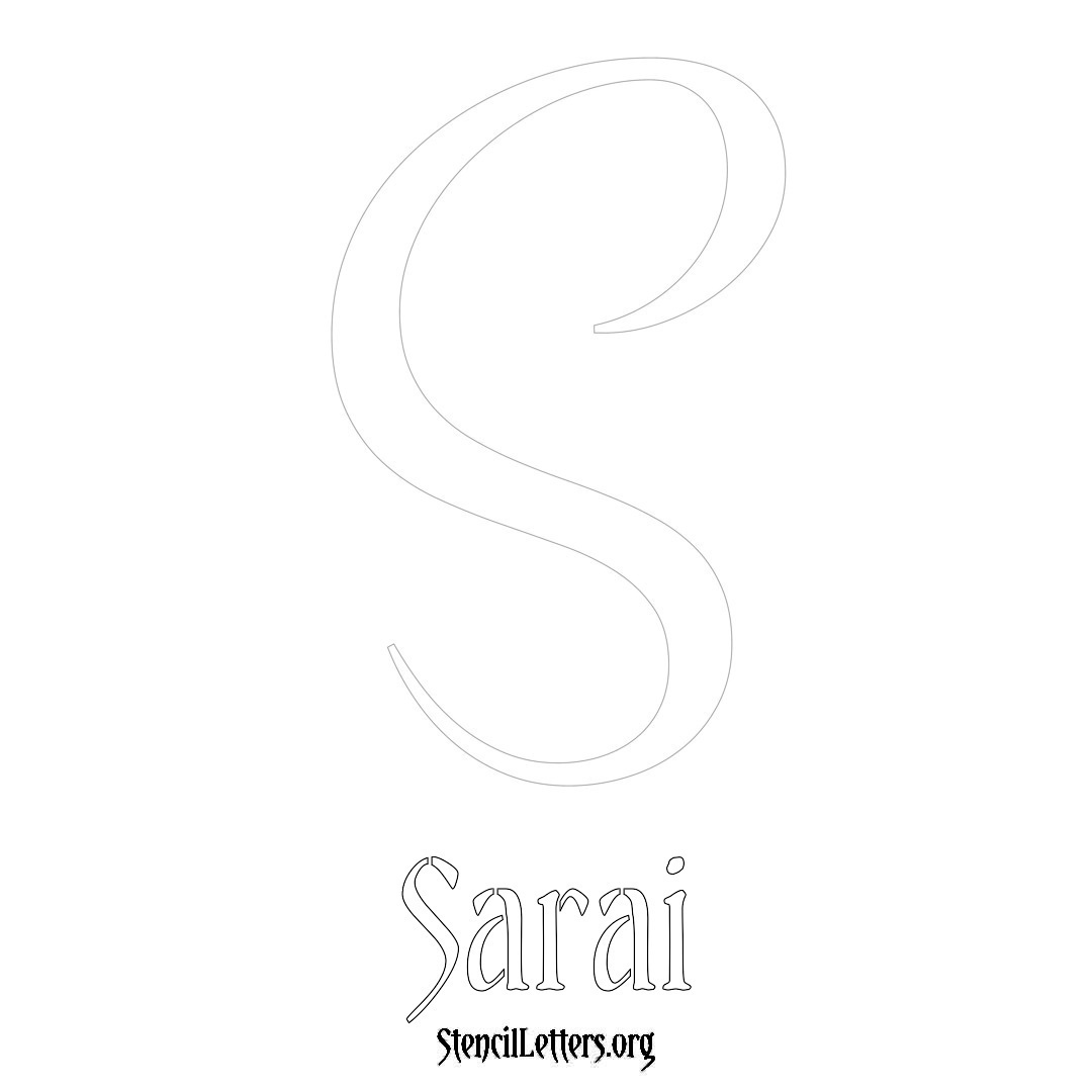 Sarai printable name initial stencil in Vintage Brush Lettering