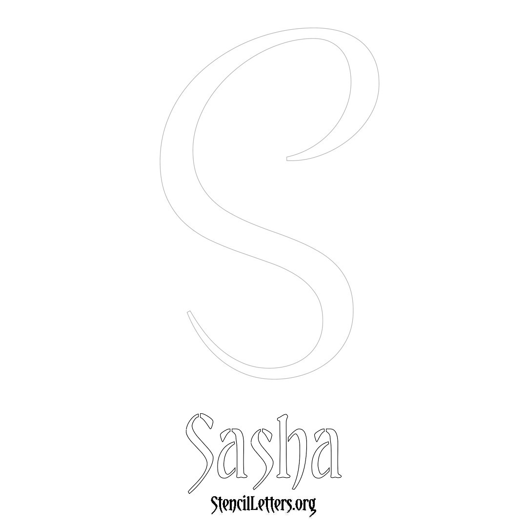 Sasha printable name initial stencil in Vintage Brush Lettering