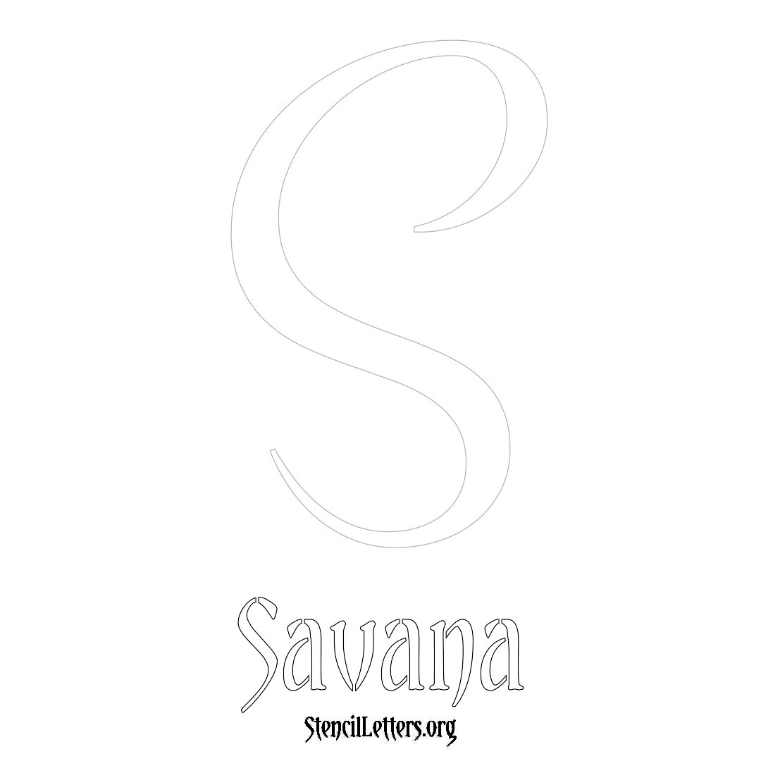 Savana printable name initial stencil in Vintage Brush Lettering