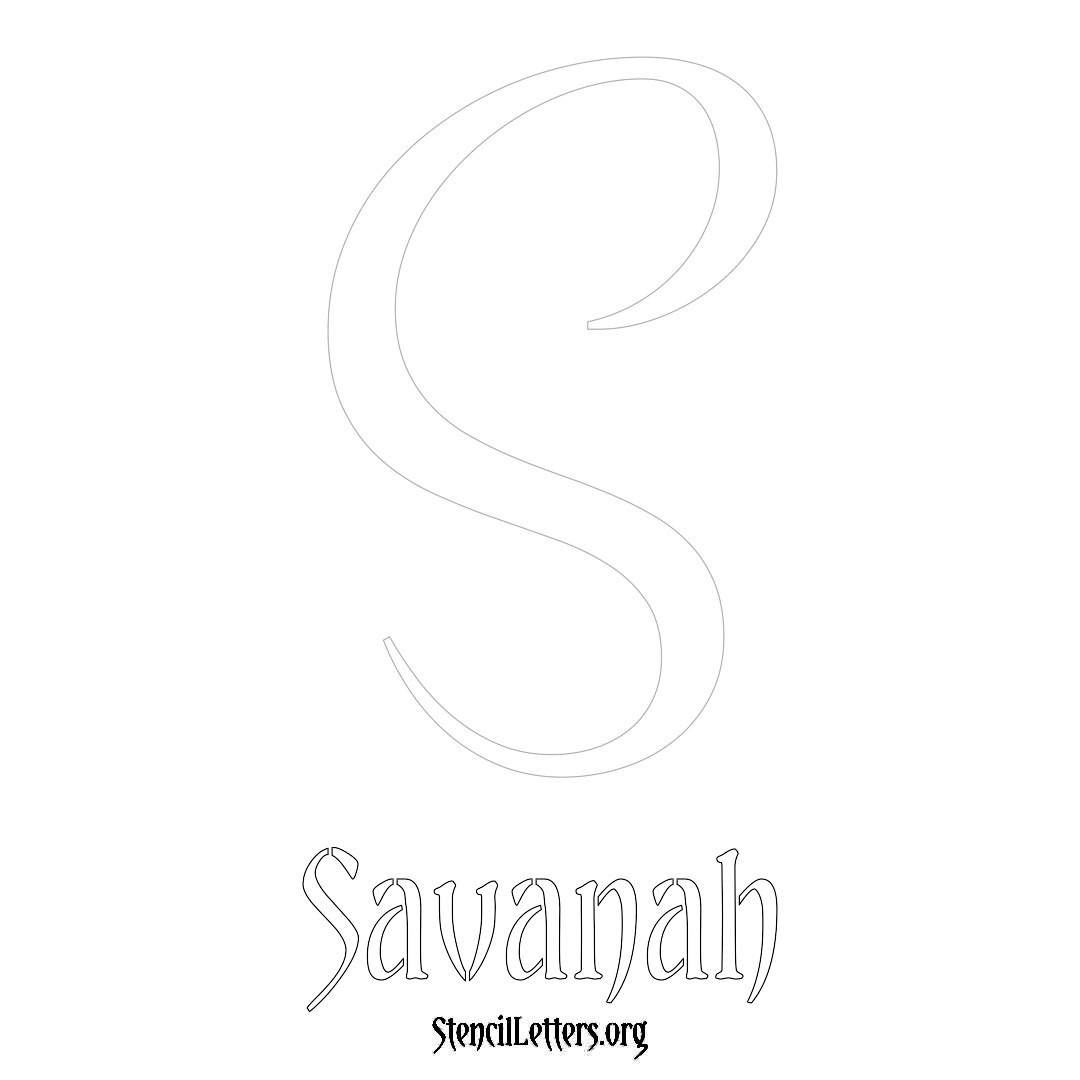 Savanah printable name initial stencil in Vintage Brush Lettering