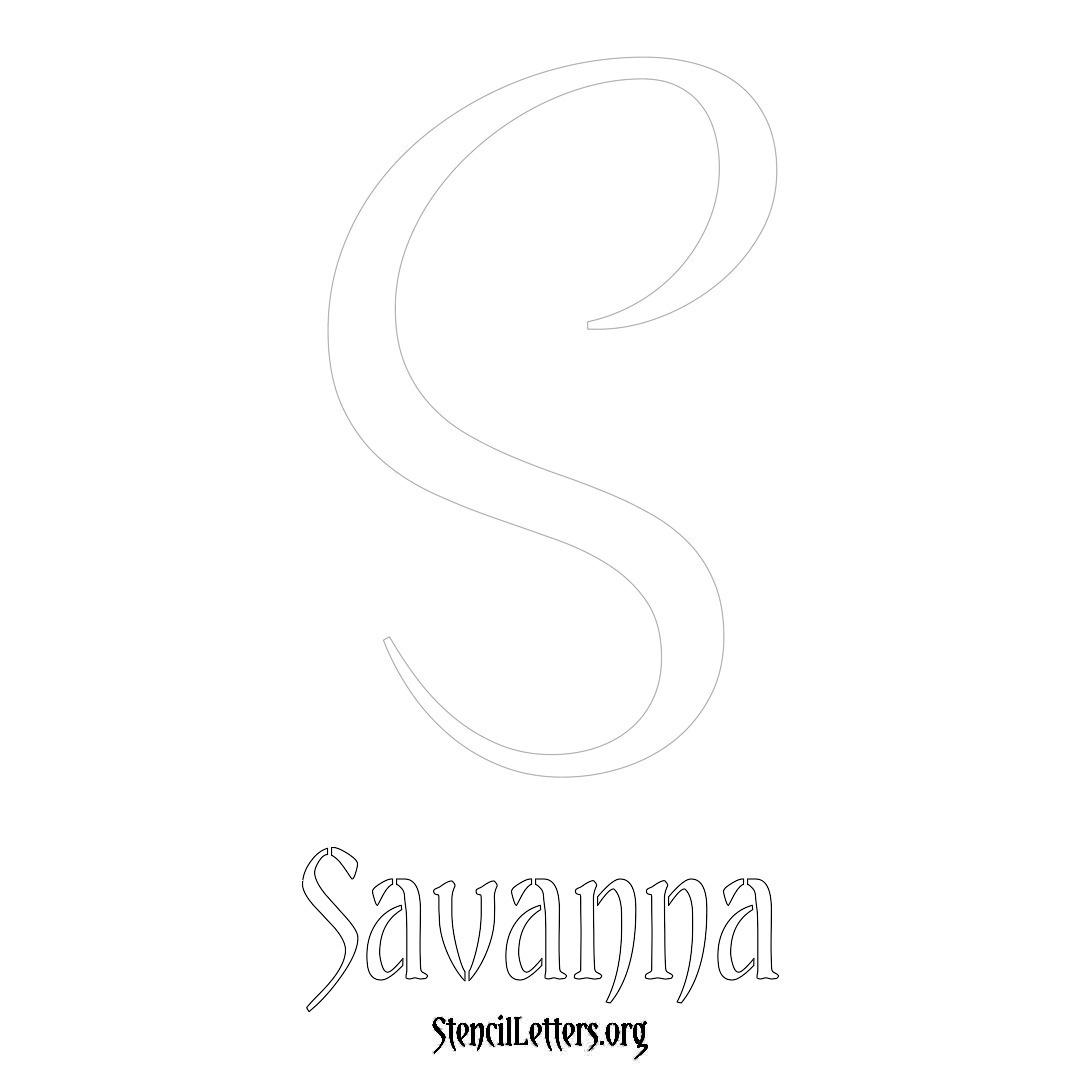 Savanna printable name initial stencil in Vintage Brush Lettering