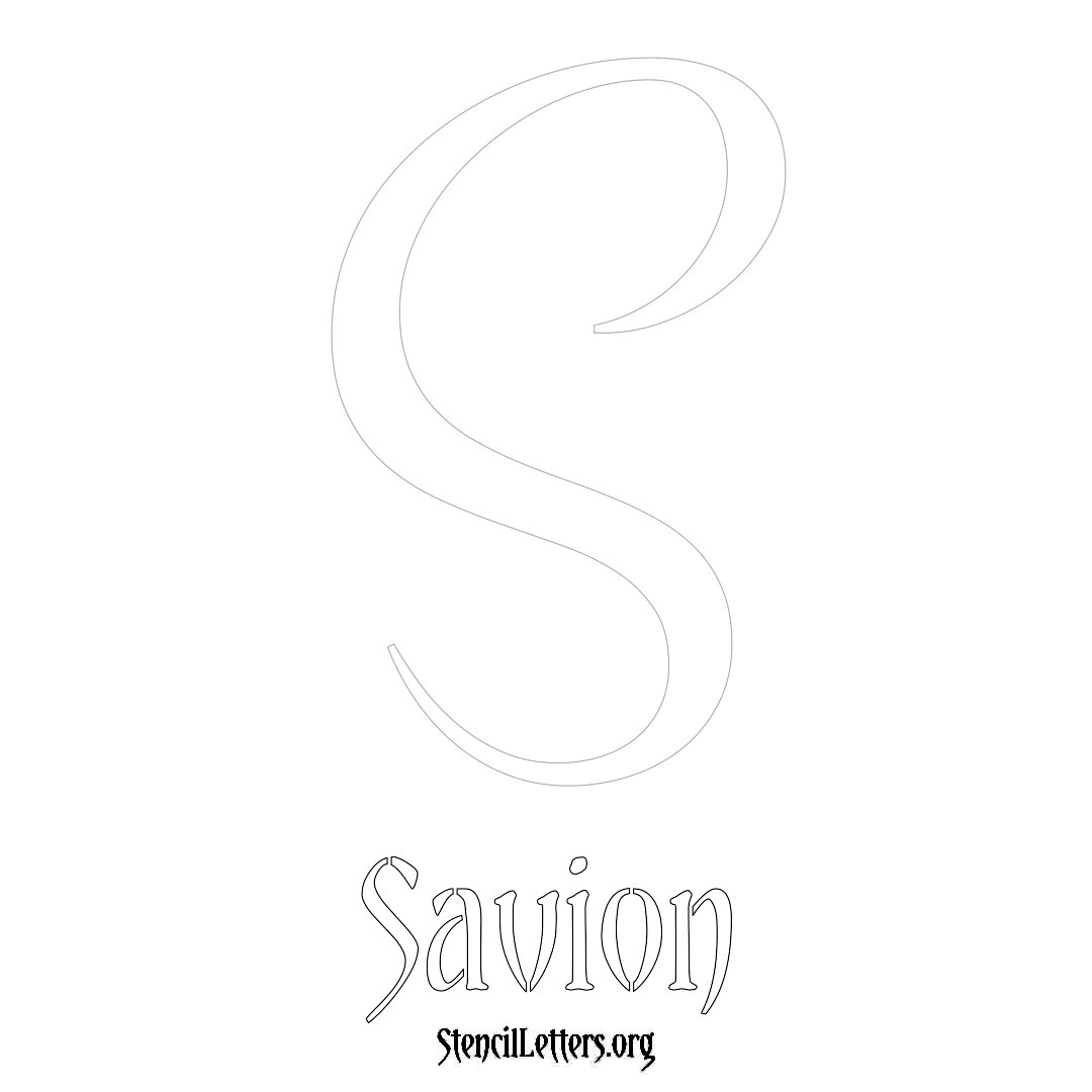 Savion printable name initial stencil in Vintage Brush Lettering