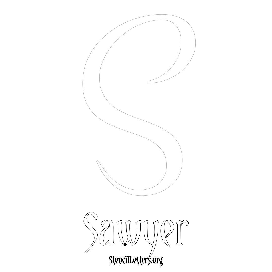 Sawyer printable name initial stencil in Vintage Brush Lettering