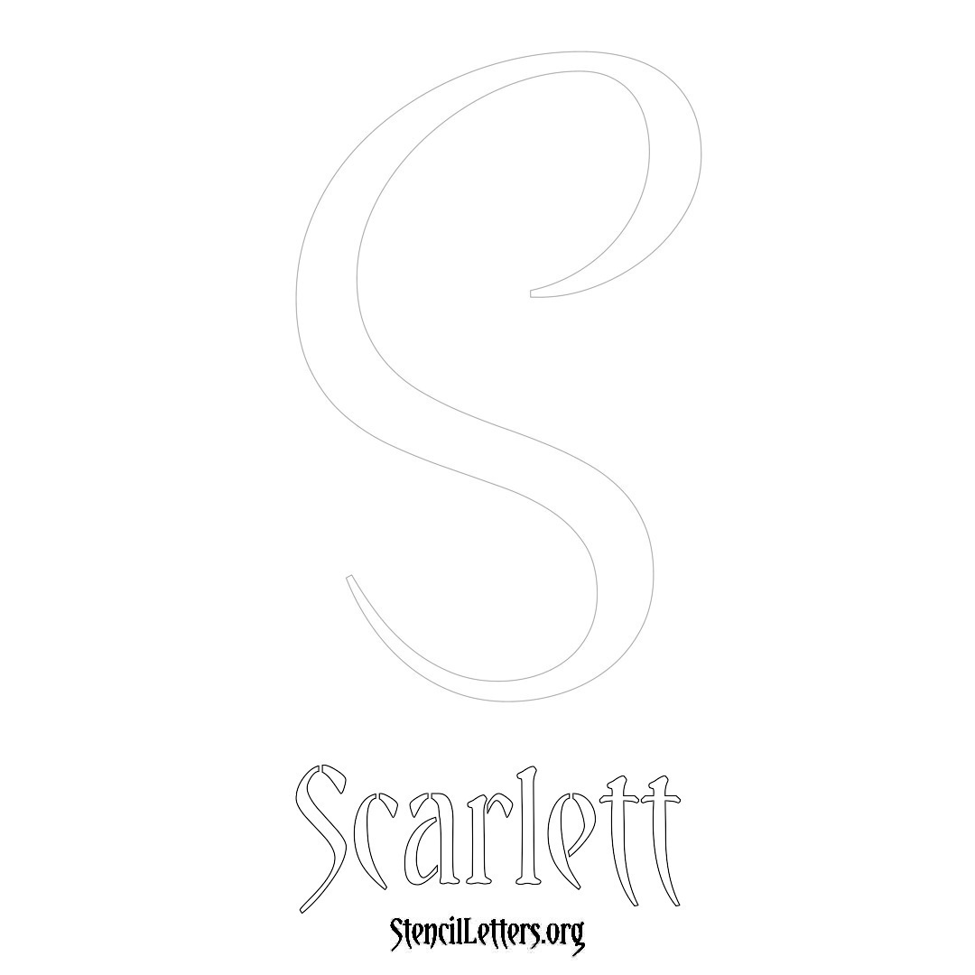 Scarlett printable name initial stencil in Vintage Brush Lettering