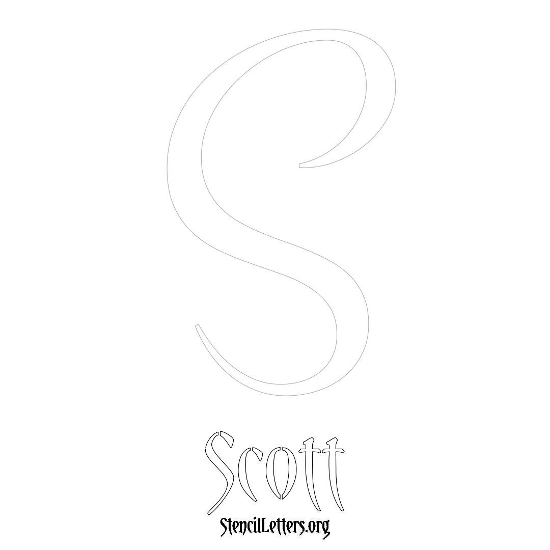 Scott printable name initial stencil in Vintage Brush Lettering