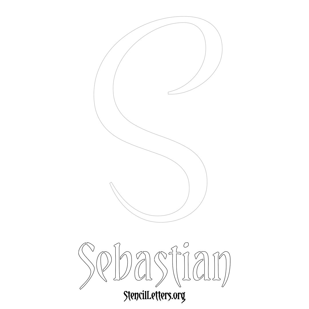 Sebastian printable name initial stencil in Vintage Brush Lettering