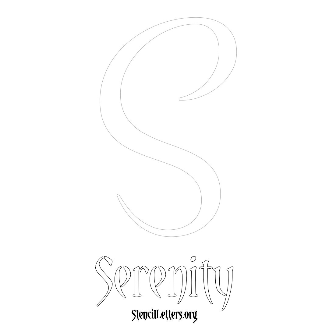 Serenity printable name initial stencil in Vintage Brush Lettering