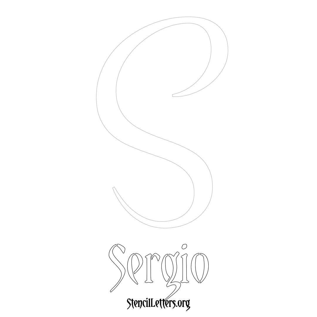 Sergio printable name initial stencil in Vintage Brush Lettering