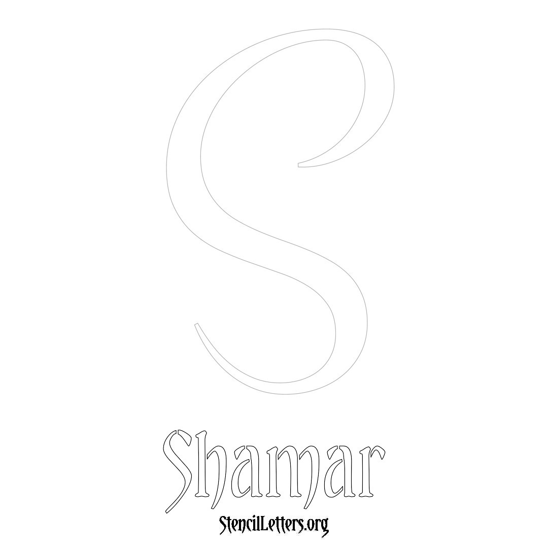 Shamar printable name initial stencil in Vintage Brush Lettering