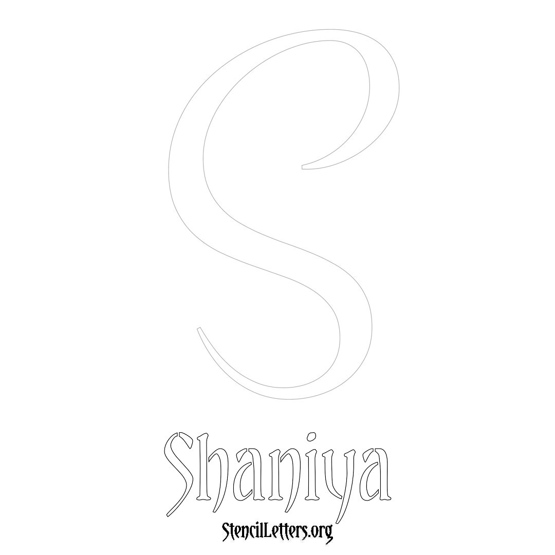 Shaniya printable name initial stencil in Vintage Brush Lettering