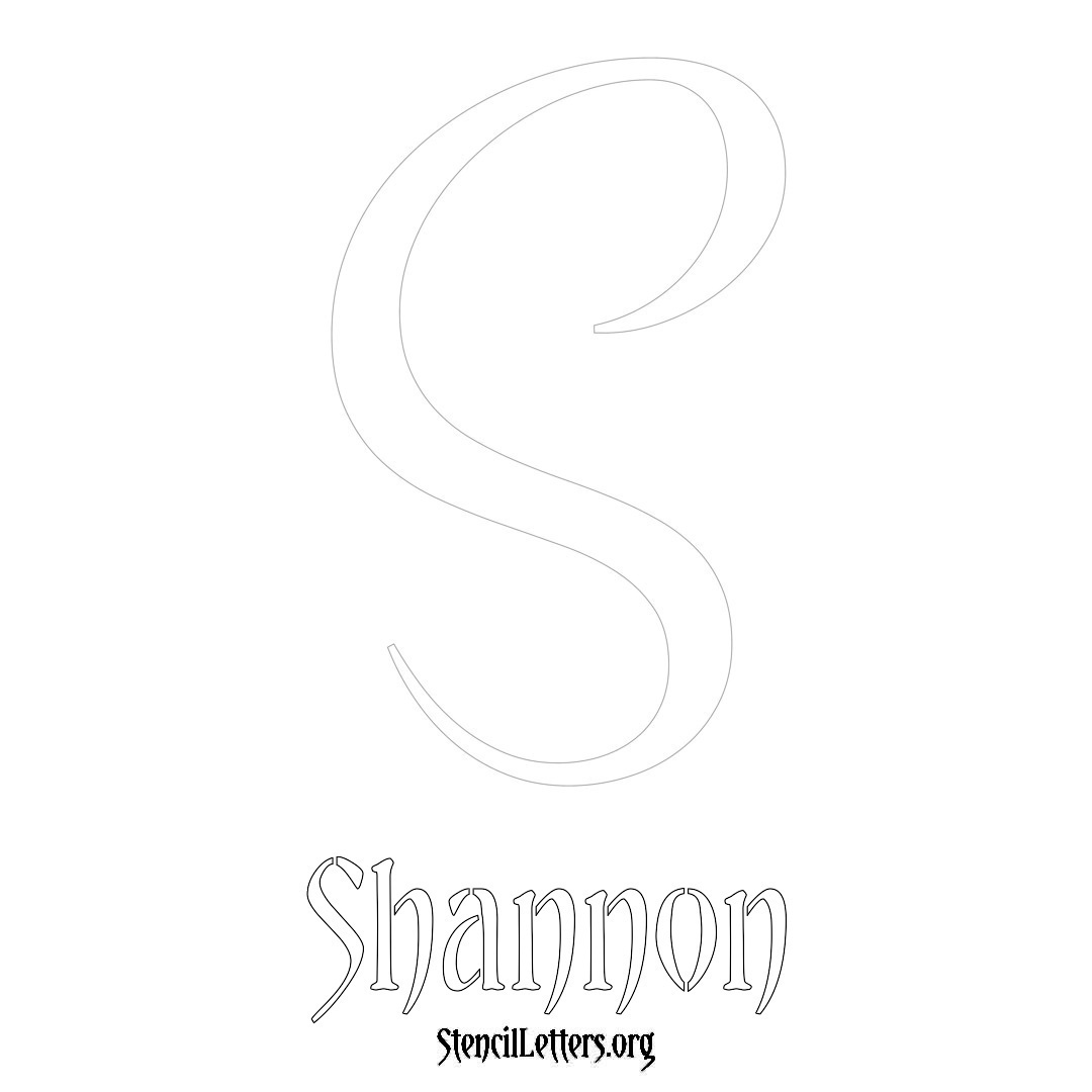 Shannon printable name initial stencil in Vintage Brush Lettering