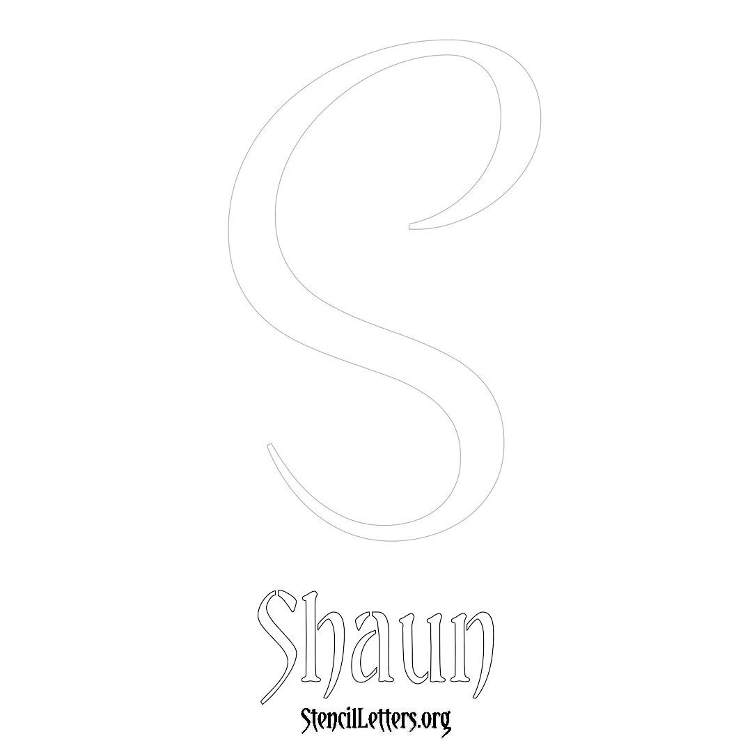 Shaun printable name initial stencil in Vintage Brush Lettering