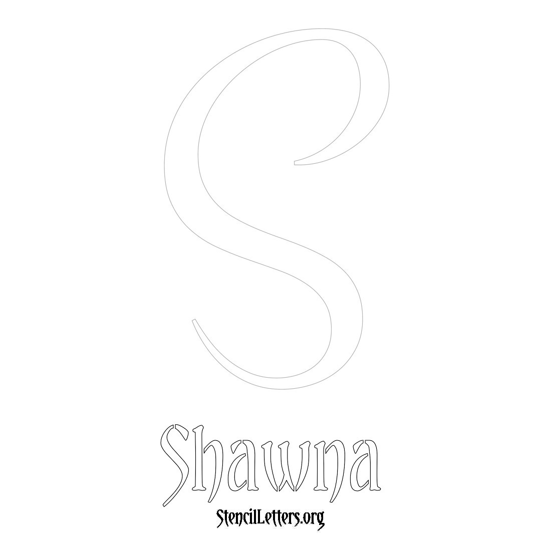 Shawna printable name initial stencil in Vintage Brush Lettering