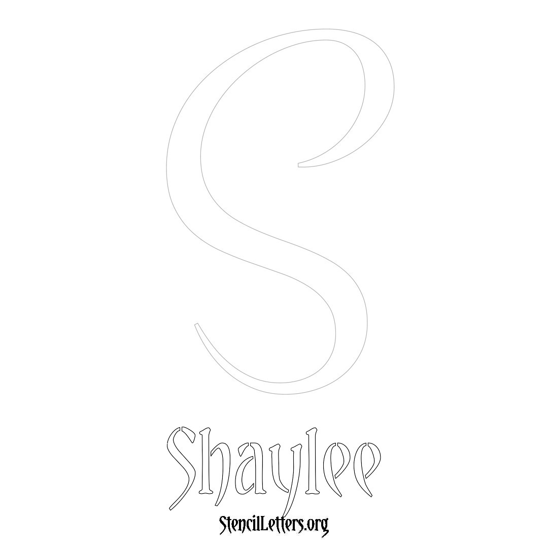 Shaylee printable name initial stencil in Vintage Brush Lettering