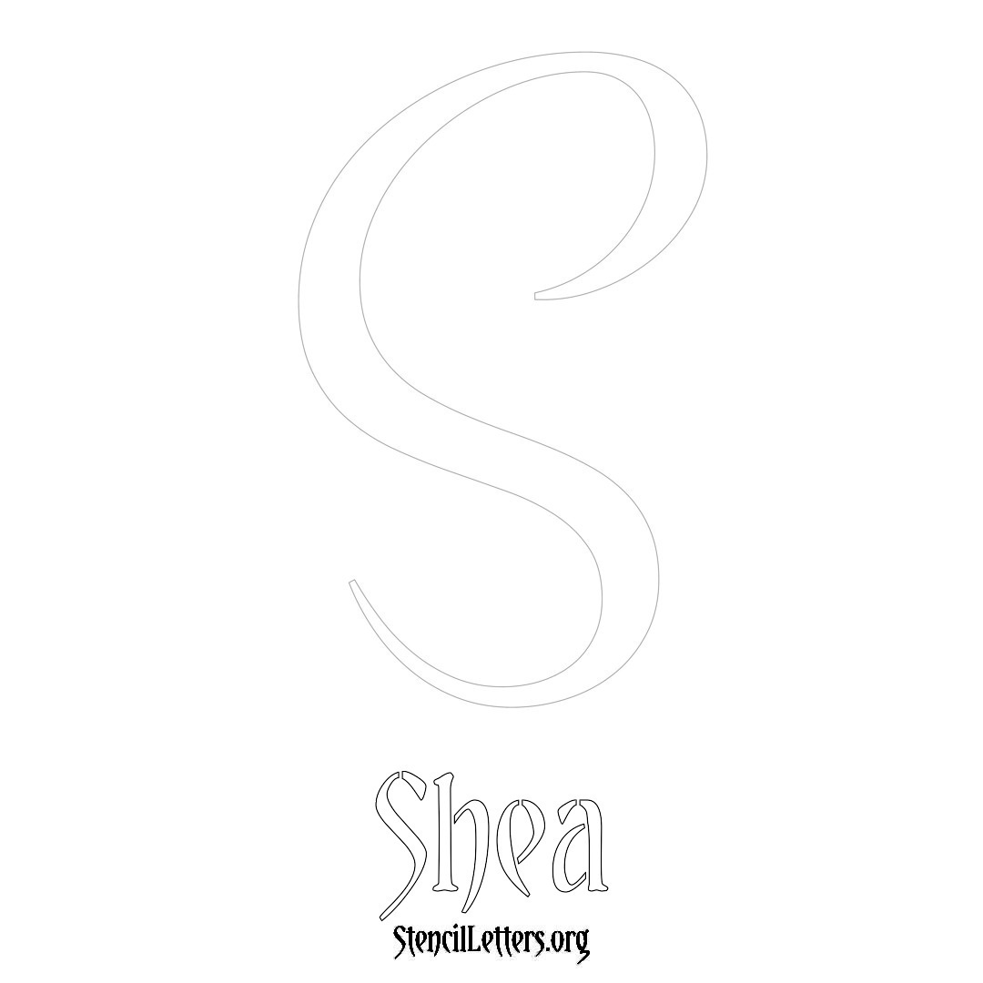 Shea printable name initial stencil in Vintage Brush Lettering