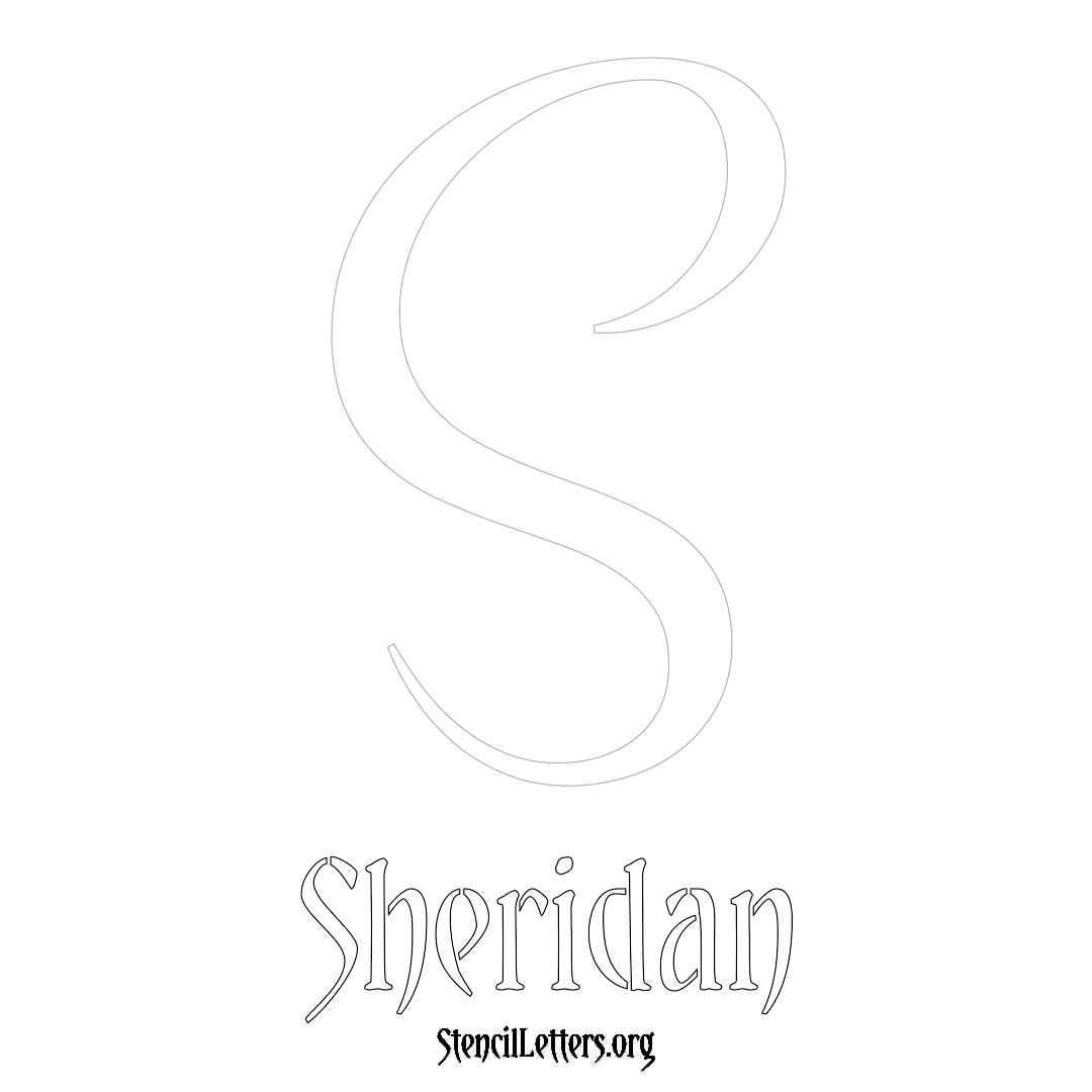 Sheridan printable name initial stencil in Vintage Brush Lettering