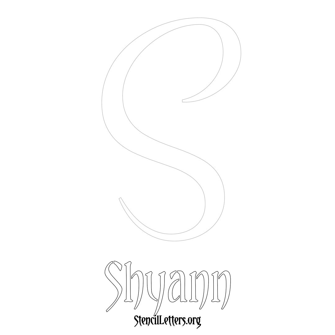 Shyann printable name initial stencil in Vintage Brush Lettering