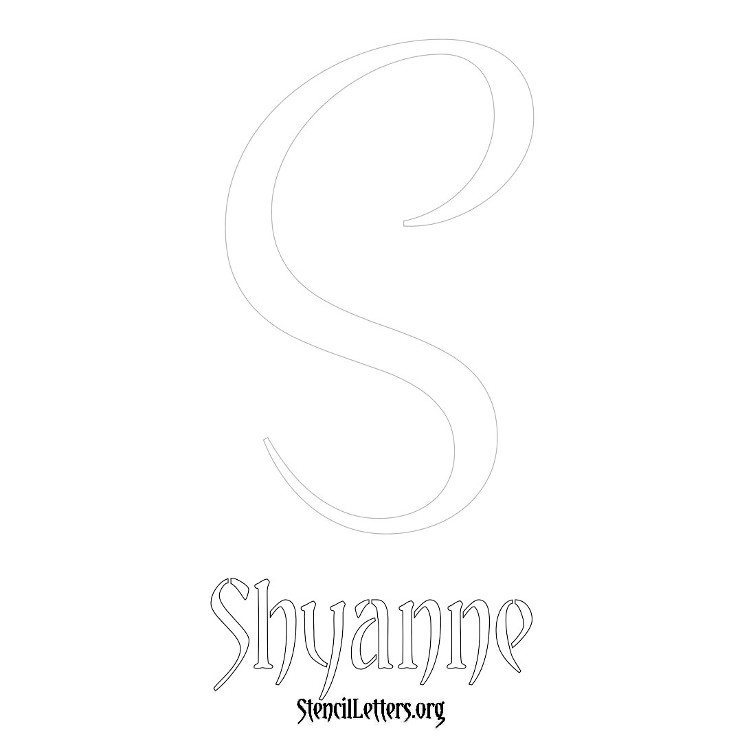 Shyanne printable name initial stencil in Vintage Brush Lettering