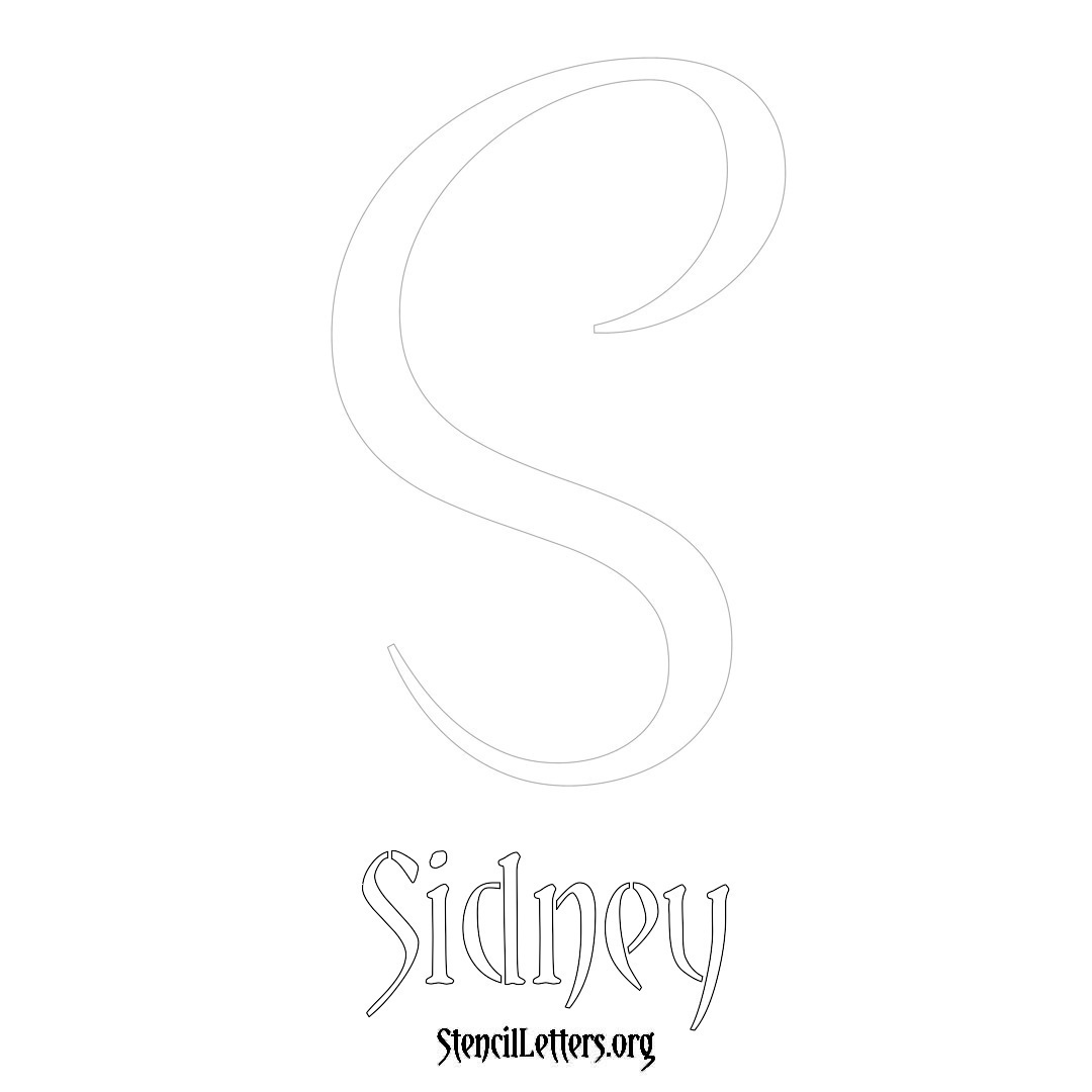 Sidney printable name initial stencil in Vintage Brush Lettering