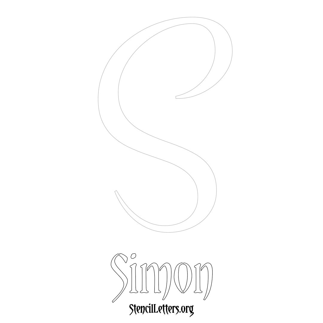 Simon printable name initial stencil in Vintage Brush Lettering