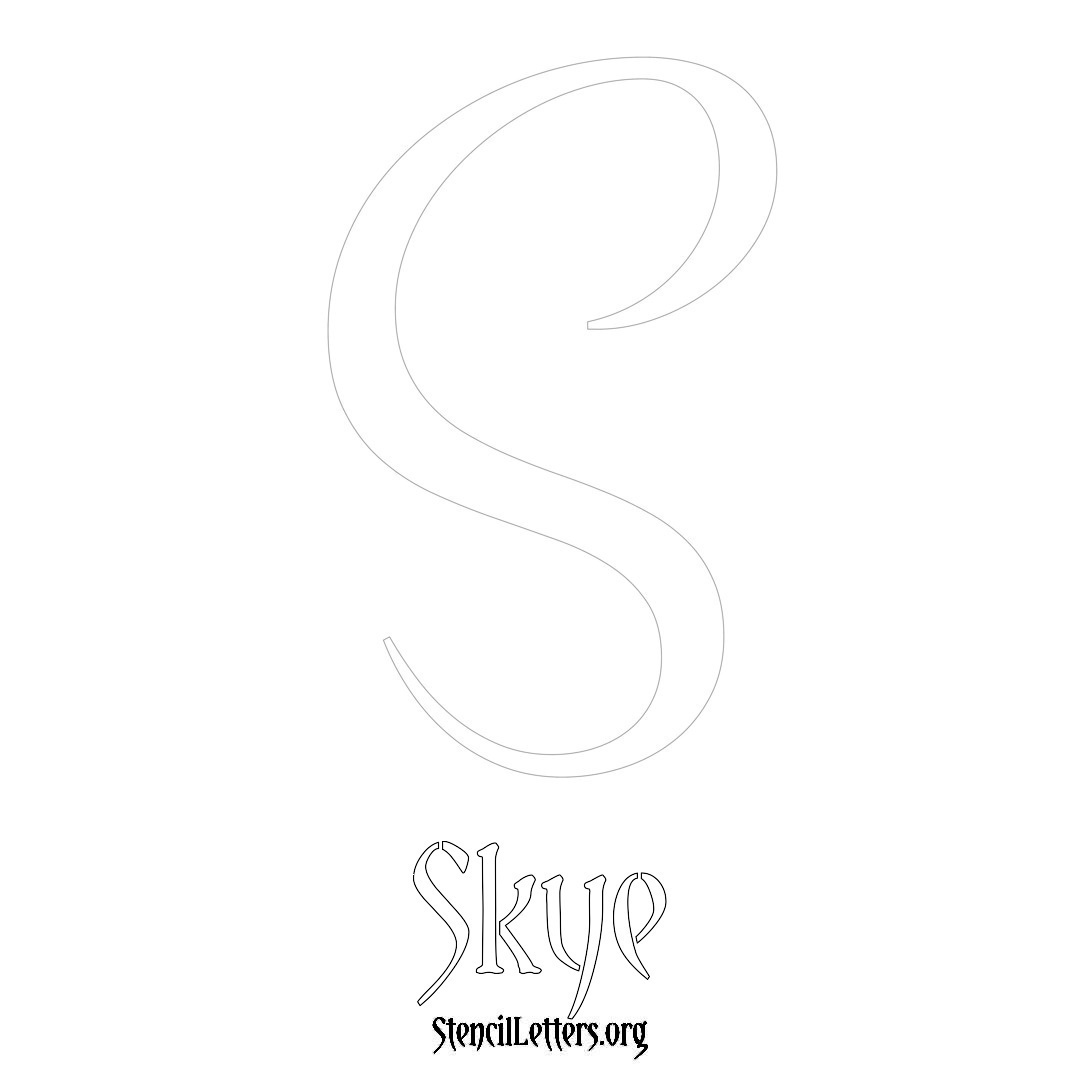 Skye printable name initial stencil in Vintage Brush Lettering