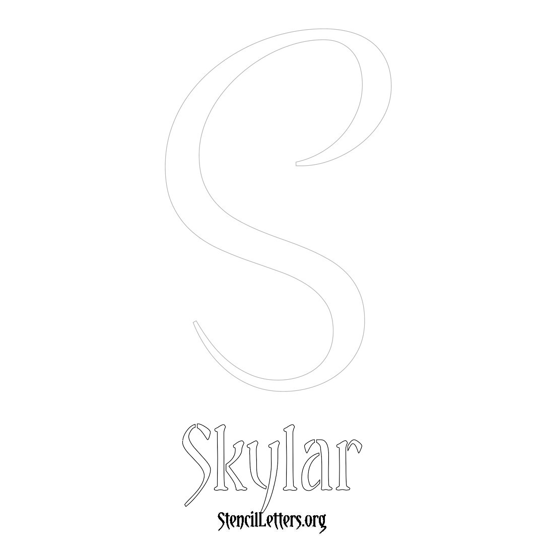 Skylar printable name initial stencil in Vintage Brush Lettering