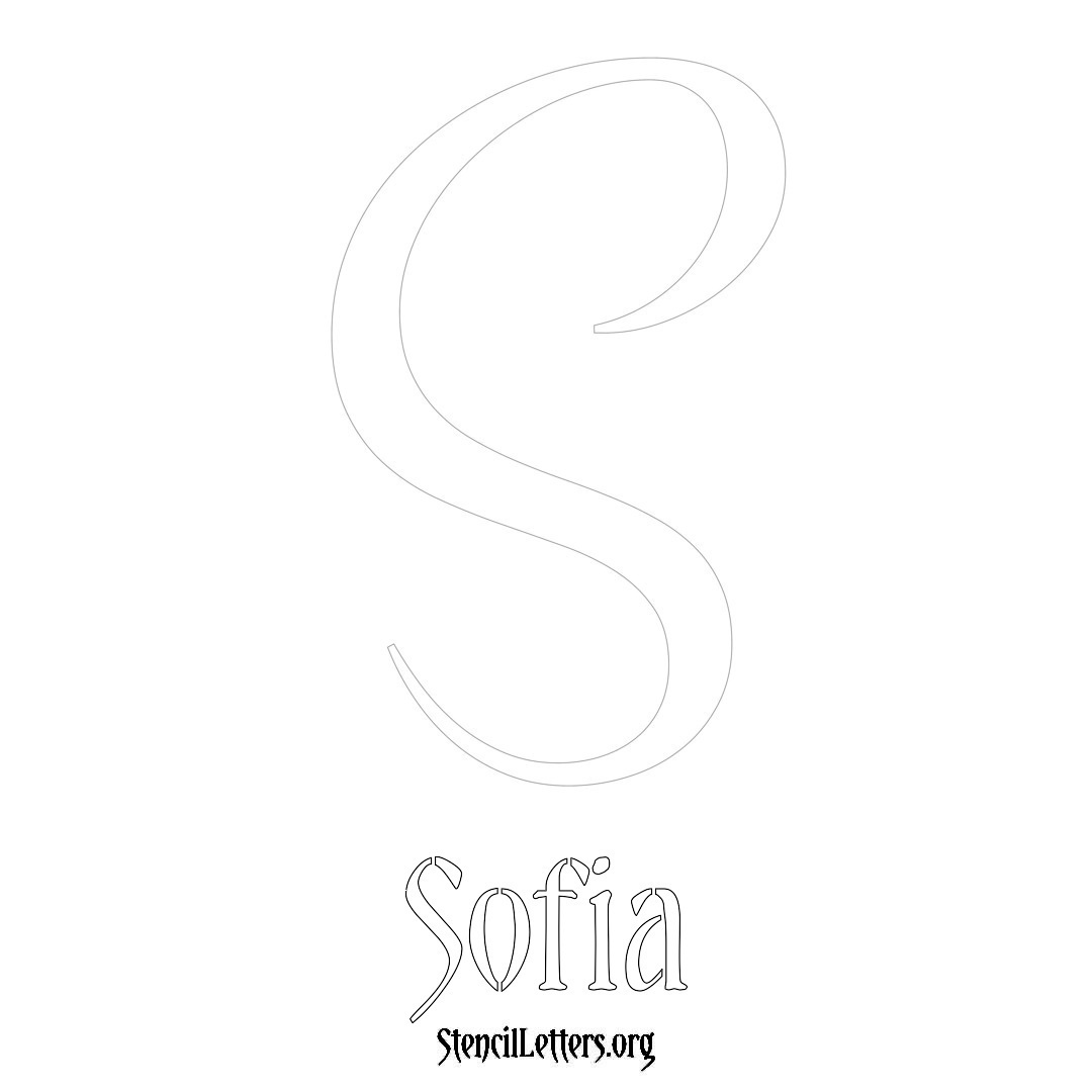 Sofia printable name initial stencil in Vintage Brush Lettering