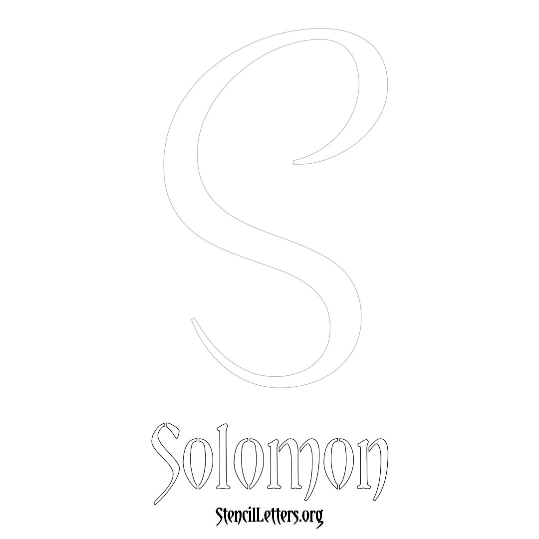 Solomon printable name initial stencil in Vintage Brush Lettering