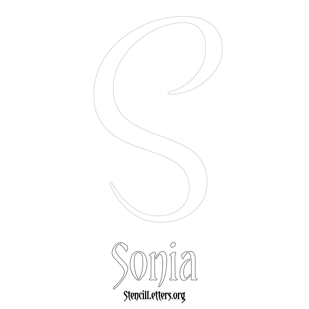 Sonia printable name initial stencil in Vintage Brush Lettering