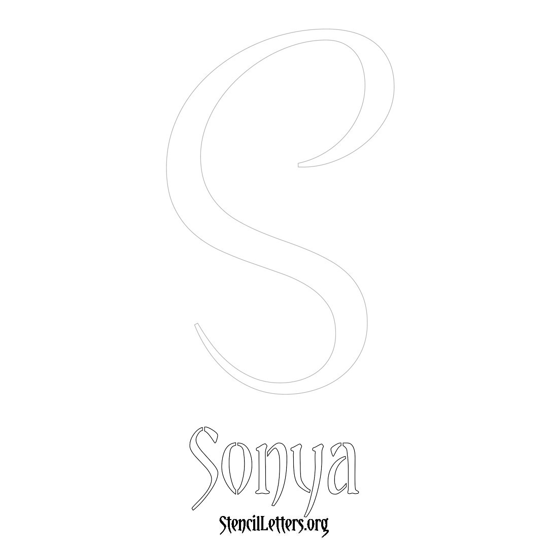 Sonya printable name initial stencil in Vintage Brush Lettering