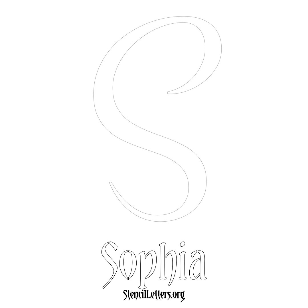 Sophia printable name initial stencil in Vintage Brush Lettering