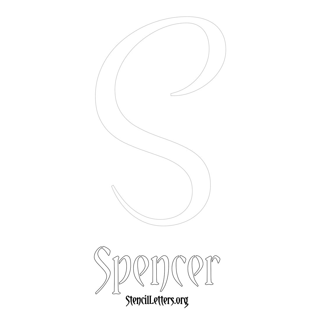 Spencer printable name initial stencil in Vintage Brush Lettering