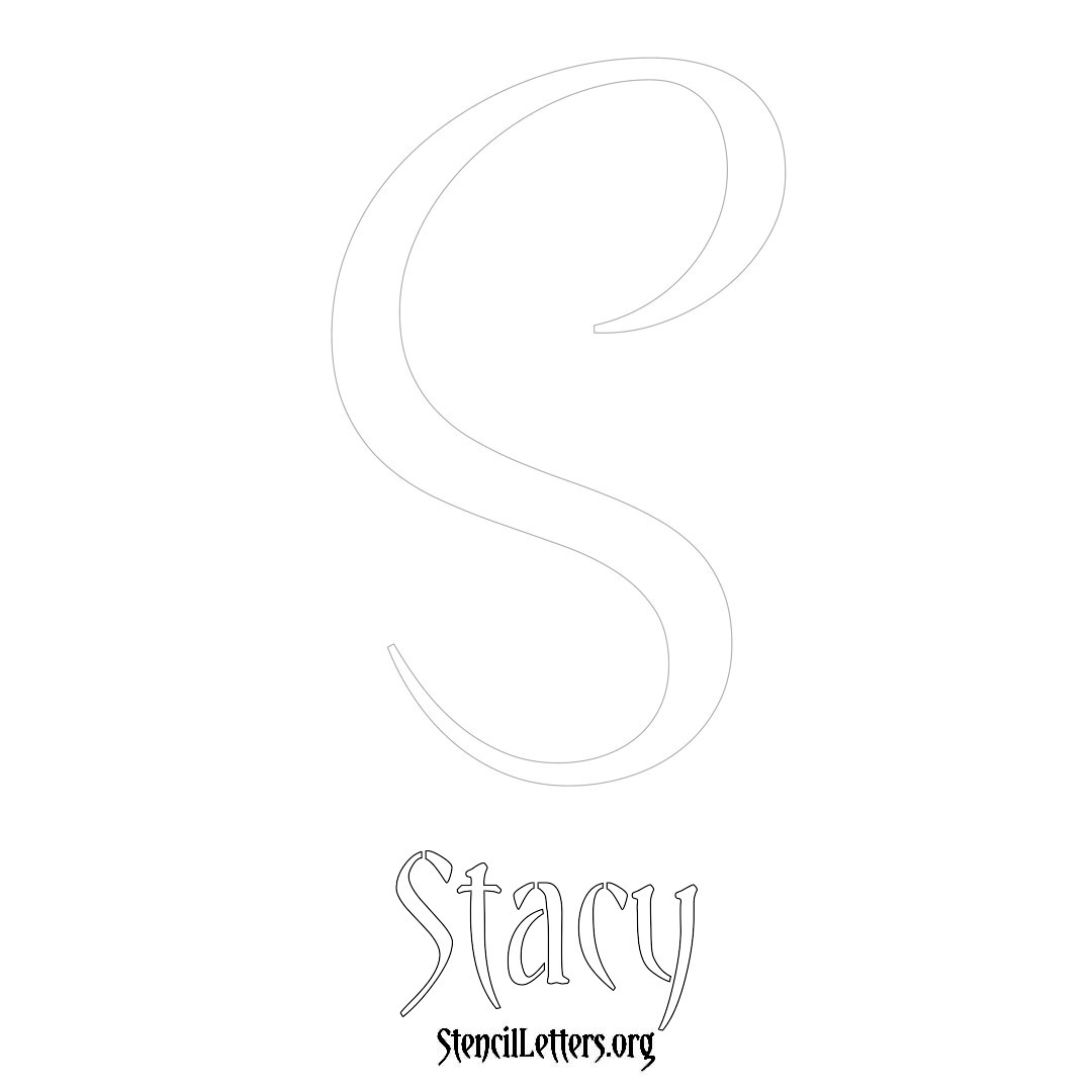 Stacy printable name initial stencil in Vintage Brush Lettering