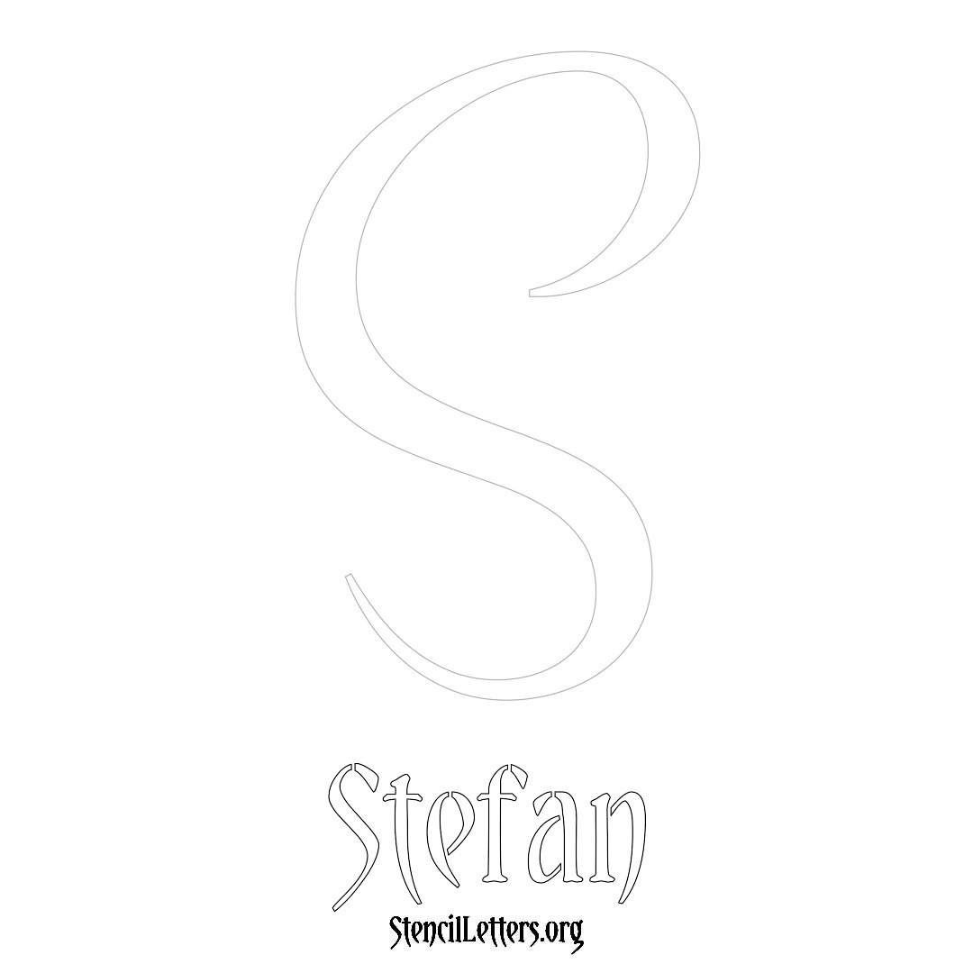 Stefan printable name initial stencil in Vintage Brush Lettering