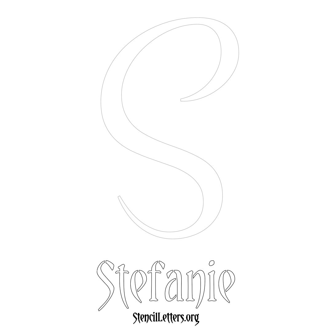 Stefanie printable name initial stencil in Vintage Brush Lettering