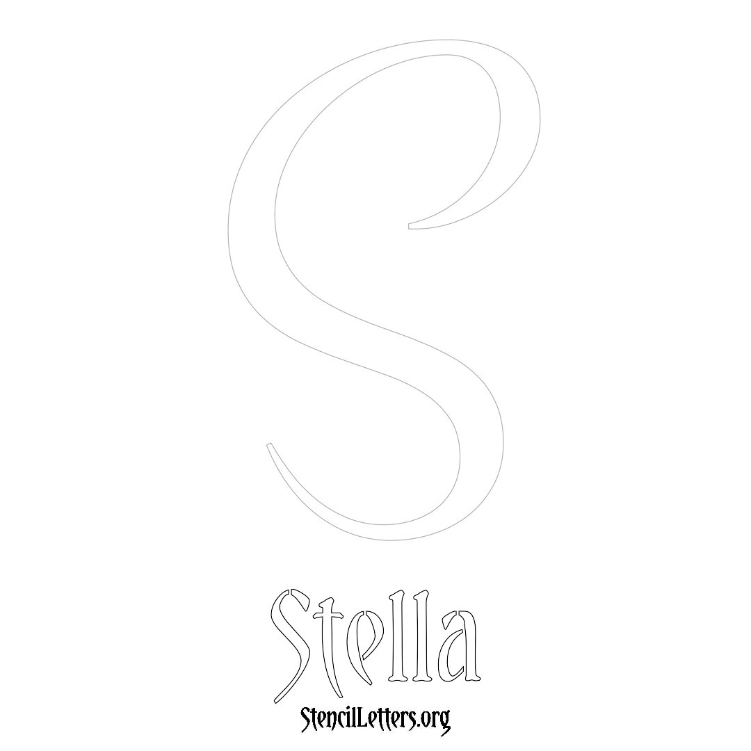 Stella printable name initial stencil in Vintage Brush Lettering