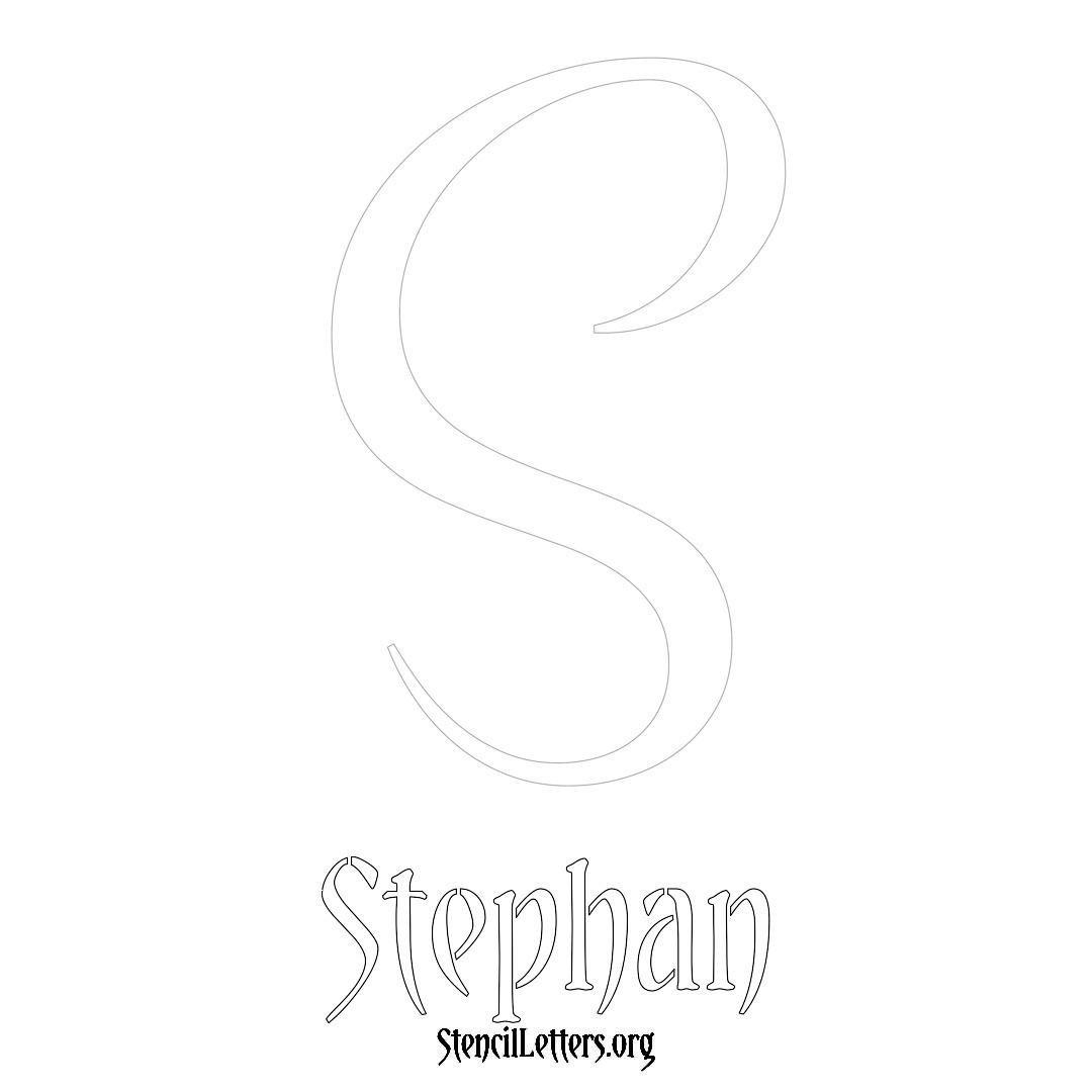 Stephan printable name initial stencil in Vintage Brush Lettering