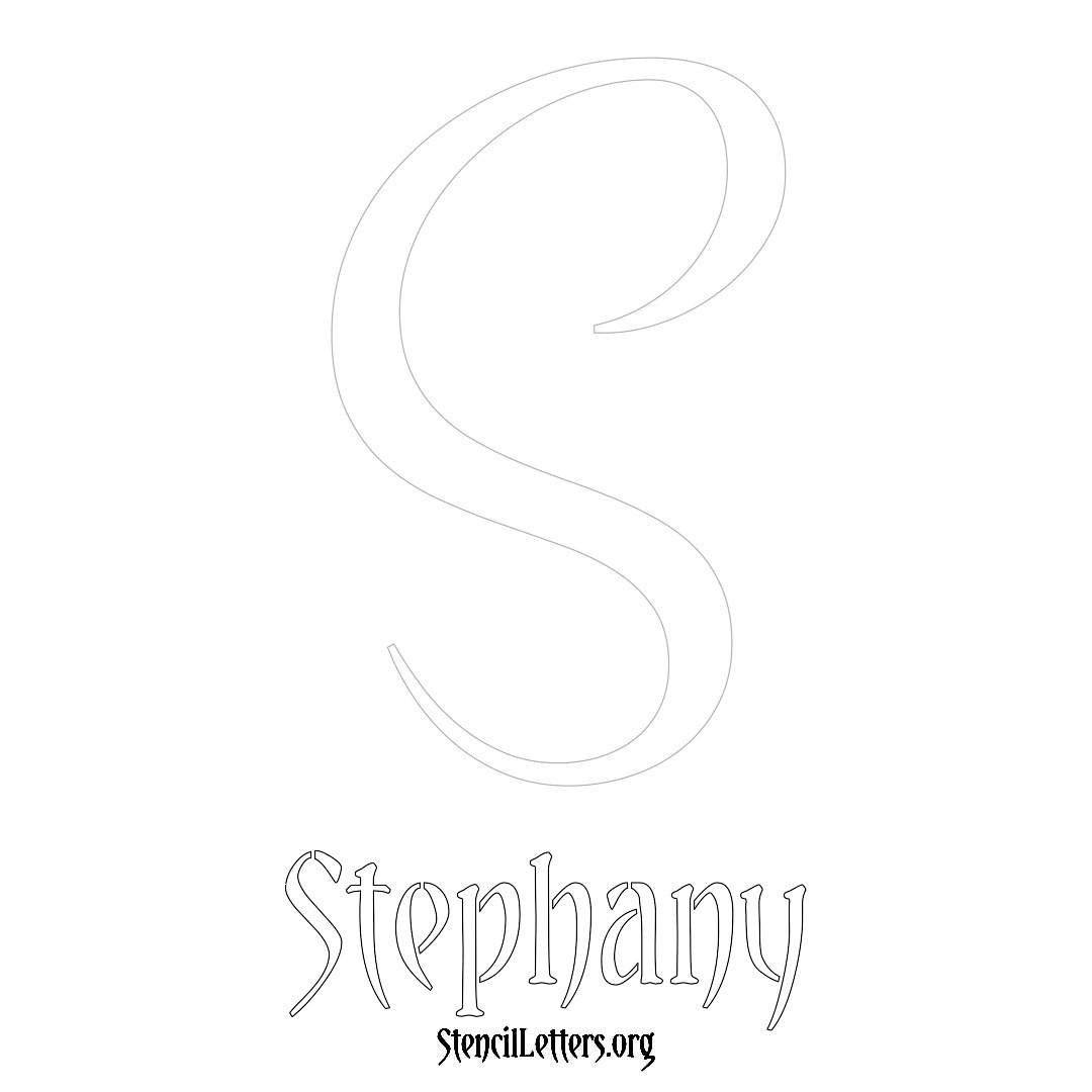 Stephany printable name initial stencil in Vintage Brush Lettering