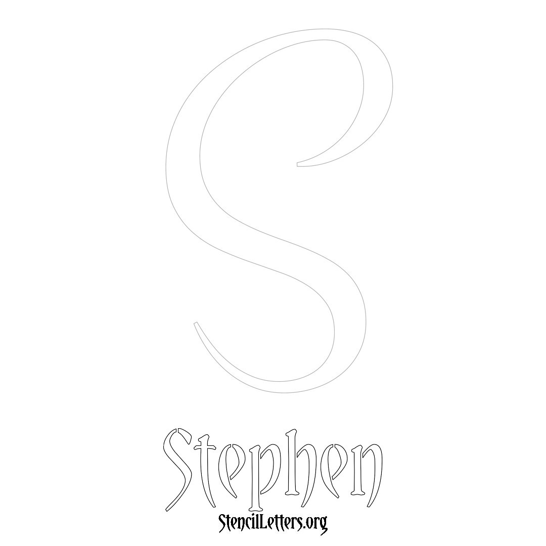 Stephen printable name initial stencil in Vintage Brush Lettering